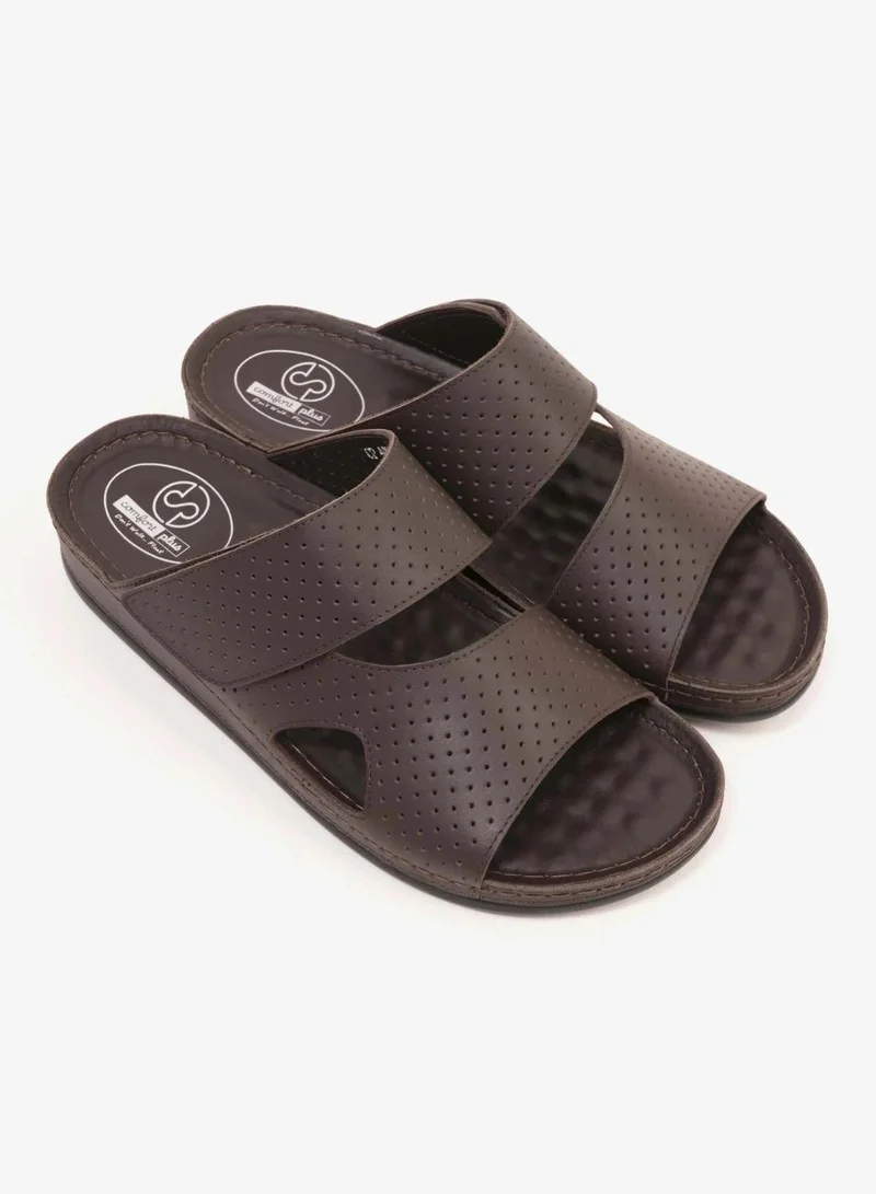 كومفورت بلس صنادل رجالي مريحة من الواحة بنقش بني